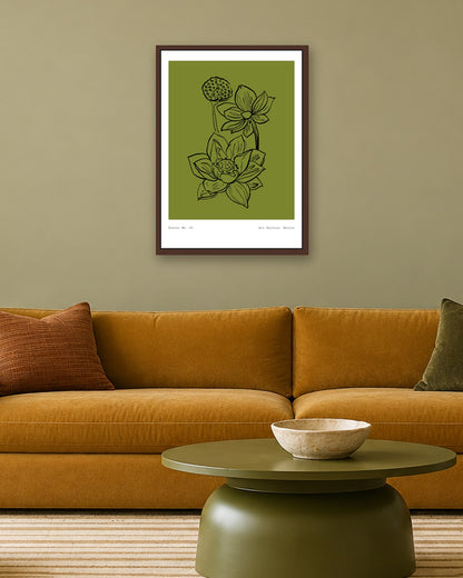 SENT Studio - Blooming Flowers Poster No. 9 - dark oak frame in a room