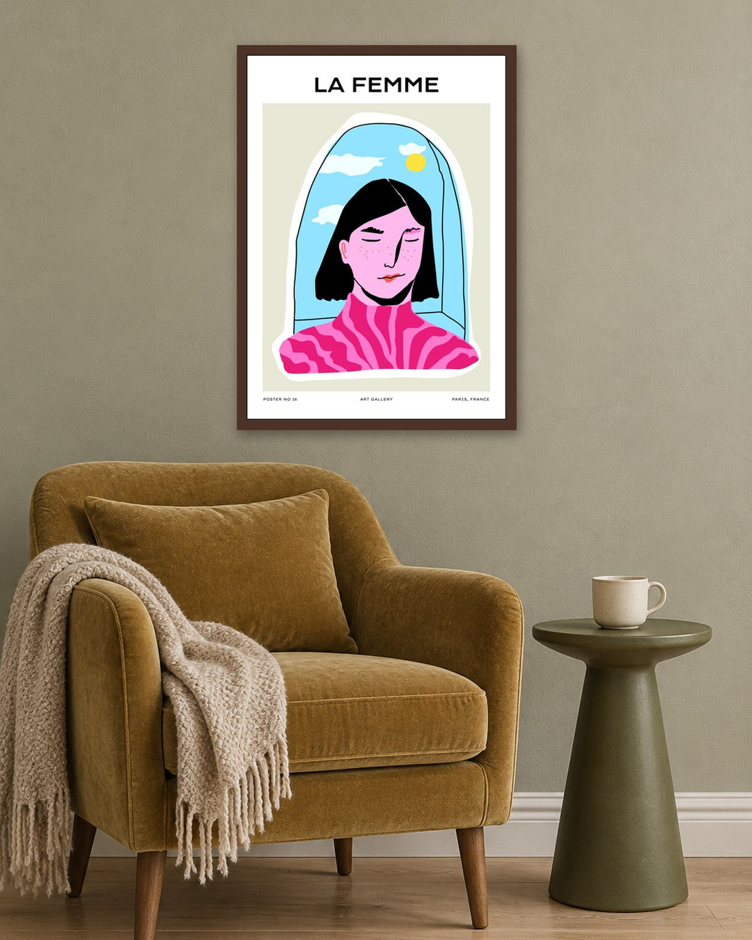 SENT Studio - Aesthetic Poster No. 16 - dark oak frame in a room