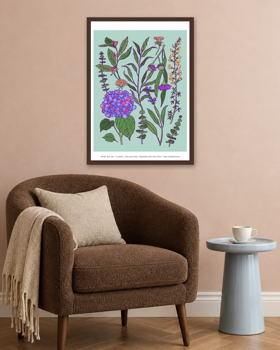 SENT Studio - Flower Poster No. 8 - dark oak frame in a room
