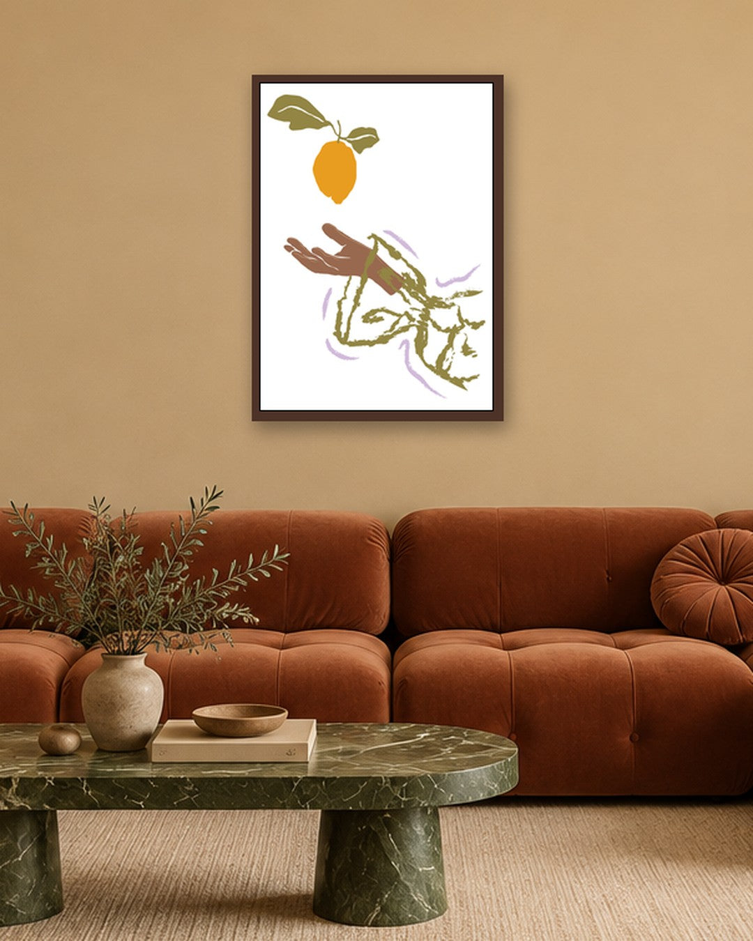 SENT Studio - Blooming Flowers Poster No. 51 - dark oak frame in a room