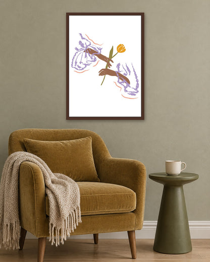 SENT Studio - Blooming Flowers Poster No. 44 - dark oak frame in a room