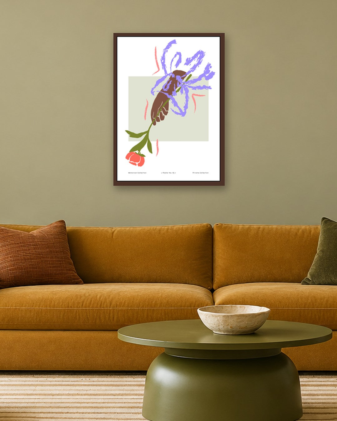 SENT Studio - Blooming Flowers Poster No. 52 - dark oak frame in a room