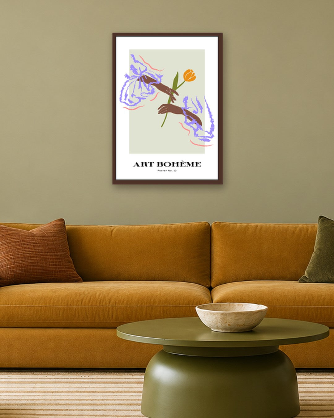 SENT Studio - Blooming Flowers Poster No. 10 - dark oak frame in a room