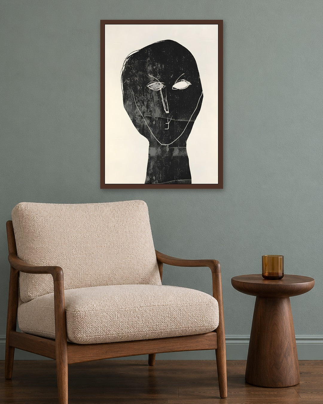 SENT Studio - Monochrome Form No. 146 - dark oak frame in a room