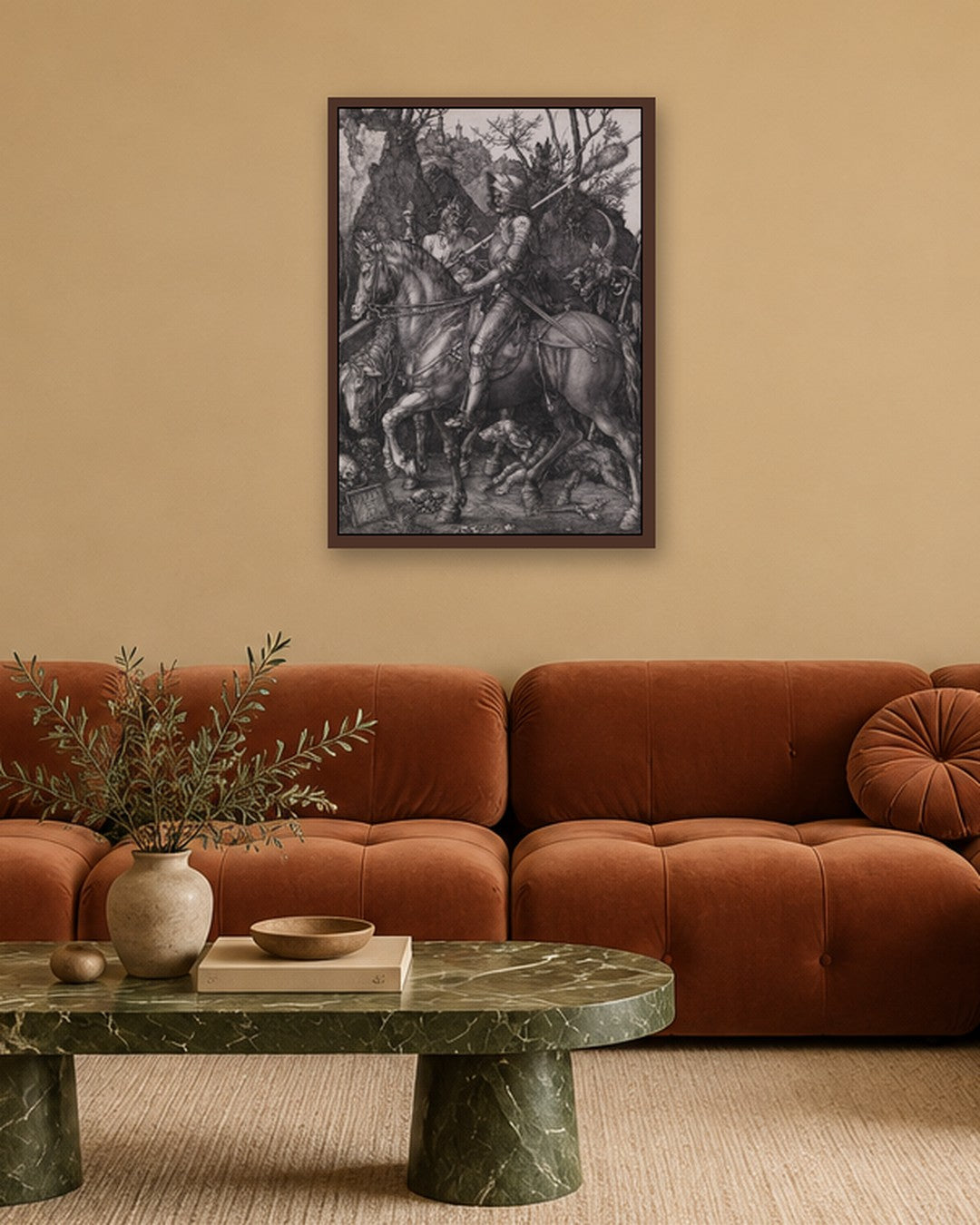 Albrecht Dürer - Knight, Death and the Devil - dark oak frame in a room
