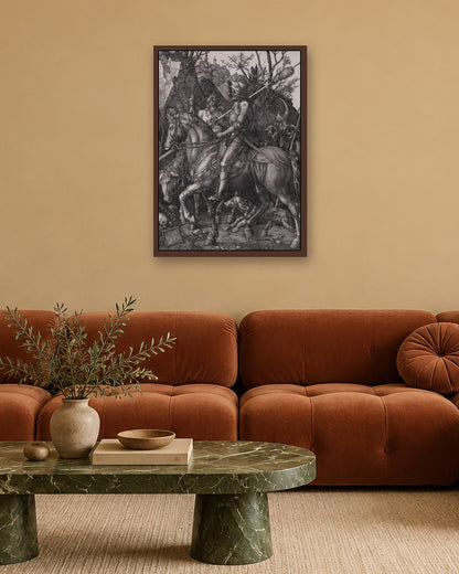 Albrecht Dürer - Knight, Death and the Devil - dark oak frame in a room