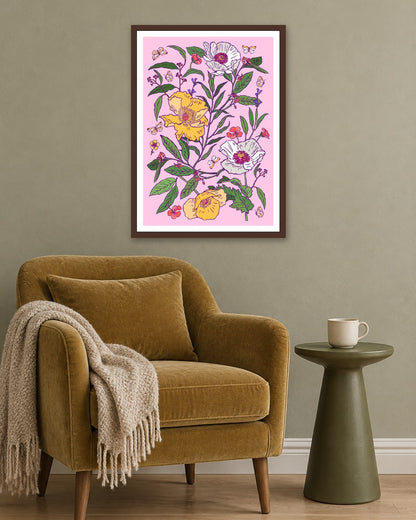 SENT Studio - Flower Poster No. 5 - dark oak frame in a room