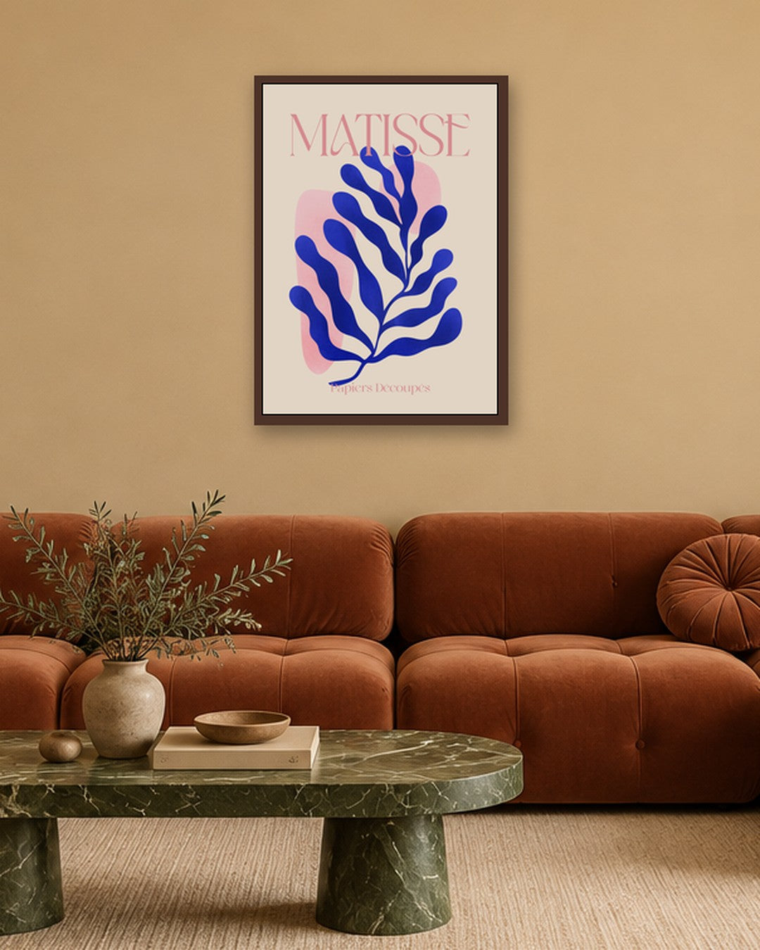SENT Studio - Blue Seaweed Cut-out - dark oak frame in a room