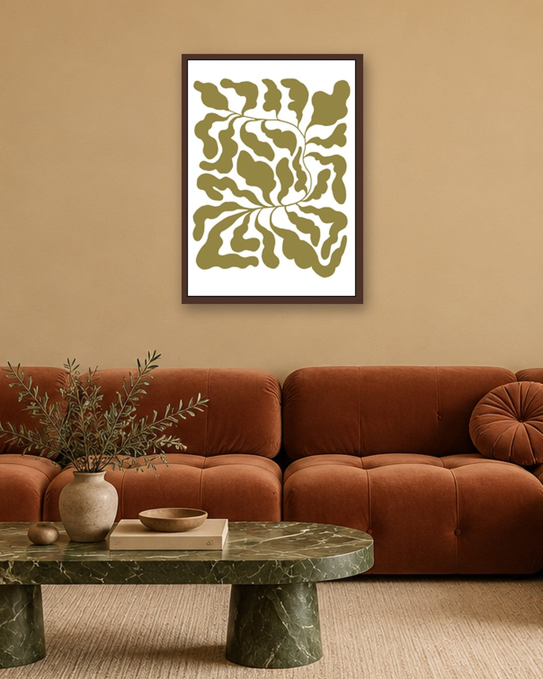 SENT Studio - Blooming Flowers Poster No. 38 - dark oak frame in a room