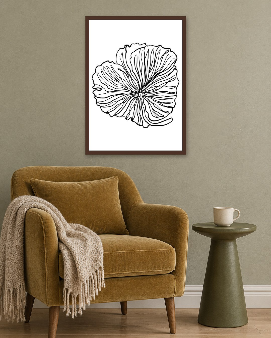 SENT Studio - Blooming Flowers Poster No. 30 - dark oak frame in a room