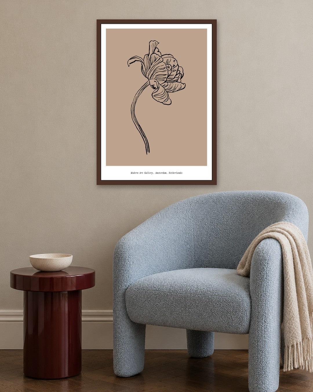 SENT Studio - Blooming Flowers Poster No. 37 - dark oak frame in a room
