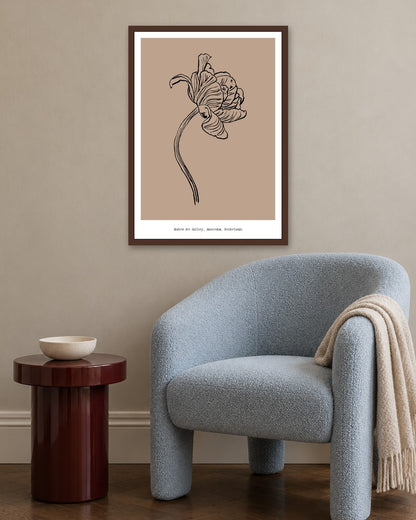 SENT Studio - Blooming Flowers Poster No. 37 - dark oak frame in a room