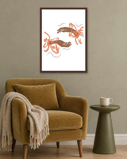 SENT Studio - Blooming Flowers Poster No. 41 - dark oak frame in a room