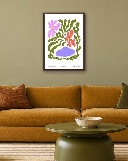 SENT Studio - Blooming Flowers Poster No. 21 - dark oak frame in a room