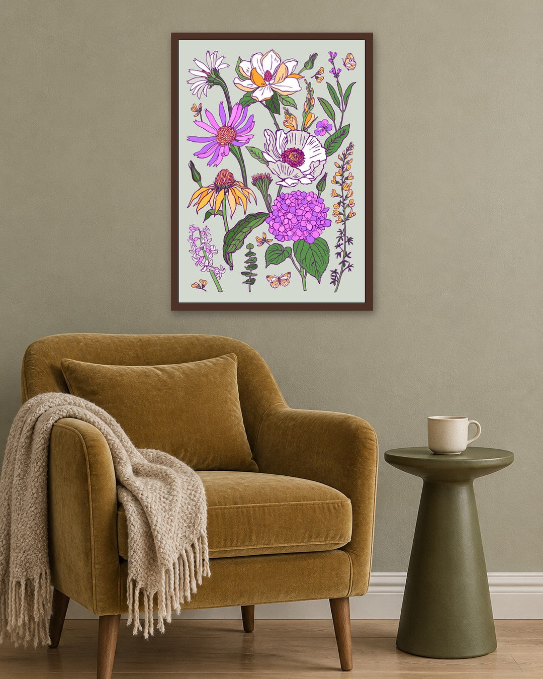 SENT Studio - Flower Poster No. 7 - dark oak frame in a room