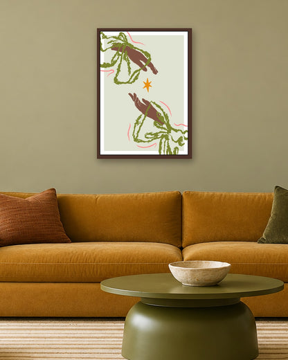 SENT Studio - Blooming Flowers Poster No. 29 - dark oak frame in a room