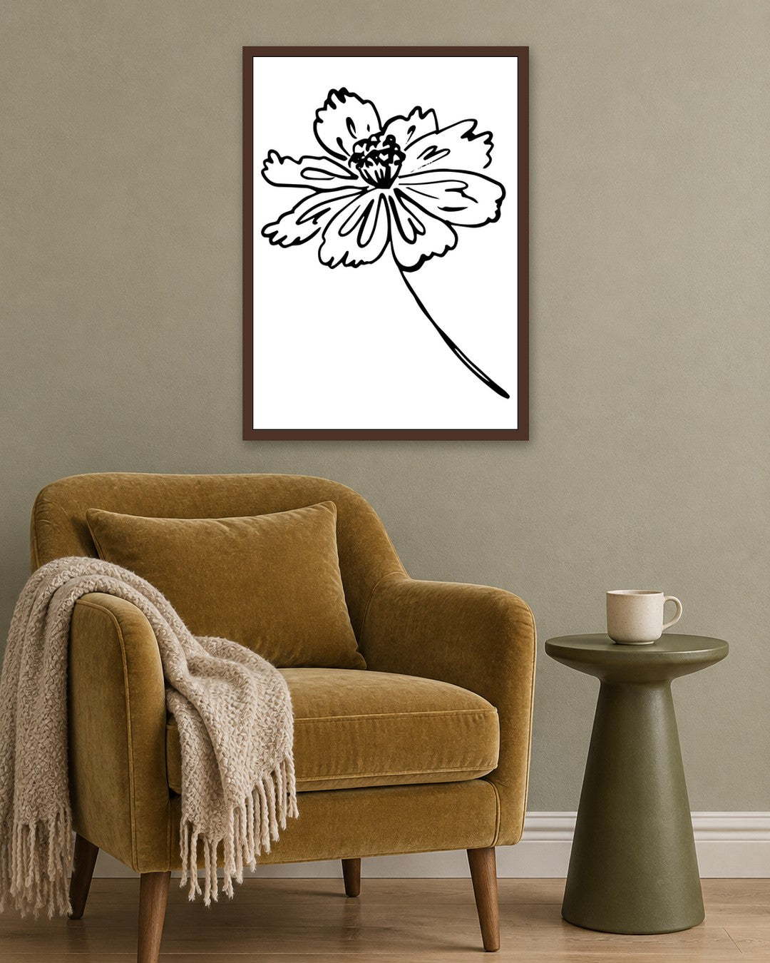 SENT Studio - Blooming Flowers Poster No. 17 - dark oak frame in a room