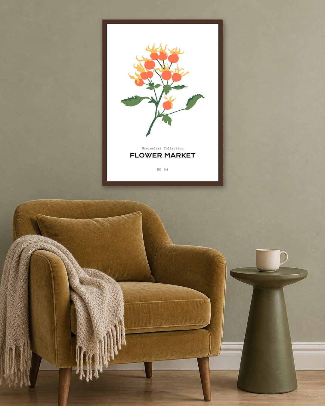 SENT Studio - Botanical Poster No. 7 - dark oak frame in a room