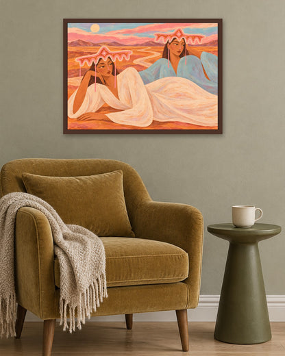 Larissa Warren - Dreamy Desert Reverie - dark oak frame in a room