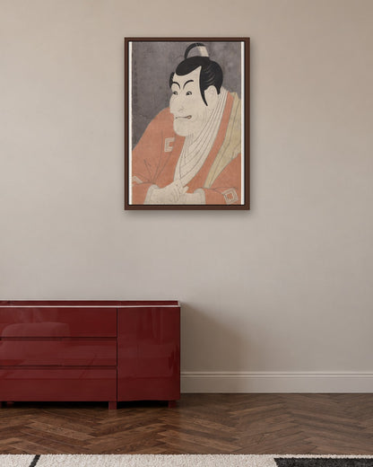 Tōshūsai Sharaku - Ichikawa Ebizō IV (Danjurō) as Takemura Sadanoshin in The Loving Wife's Parti-Colored Reins - dark oak frame in a room