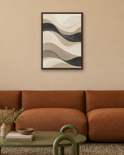 Hugo Morgan - Layered Sand Dune Waves - dark oak frame in a room