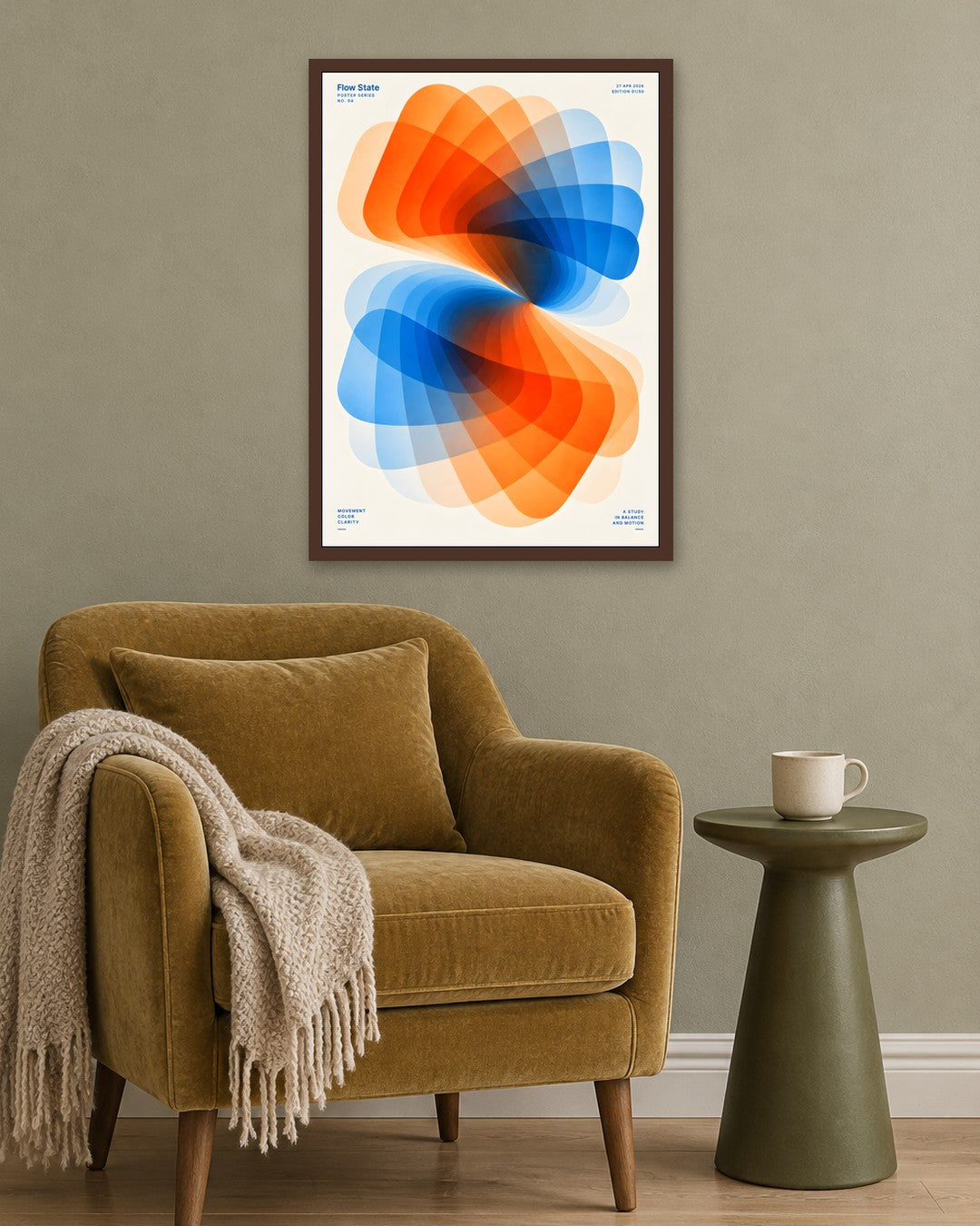 Felicity Hastings - Flow State - dark oak frame in a room