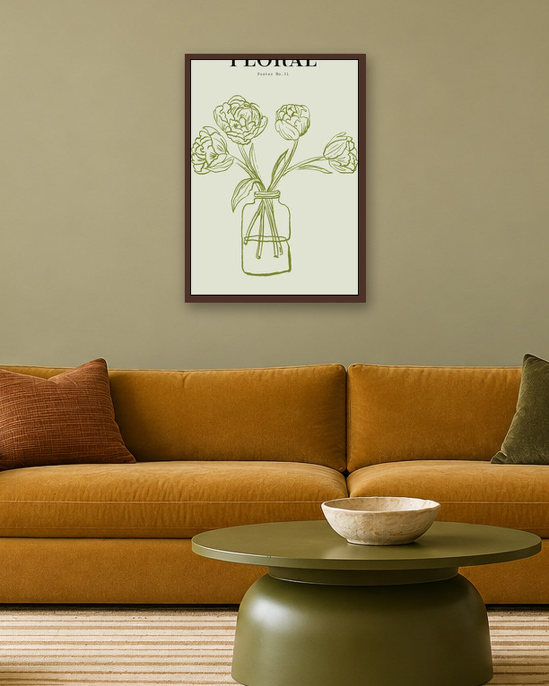 SENT Studio - Blooming Flowers Poster No. 31 - dark oak frame in a room