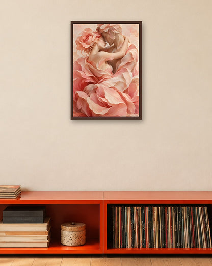 Hugo Morgan - Petal Wrapped Tender Embrace - dark oak frame in a room