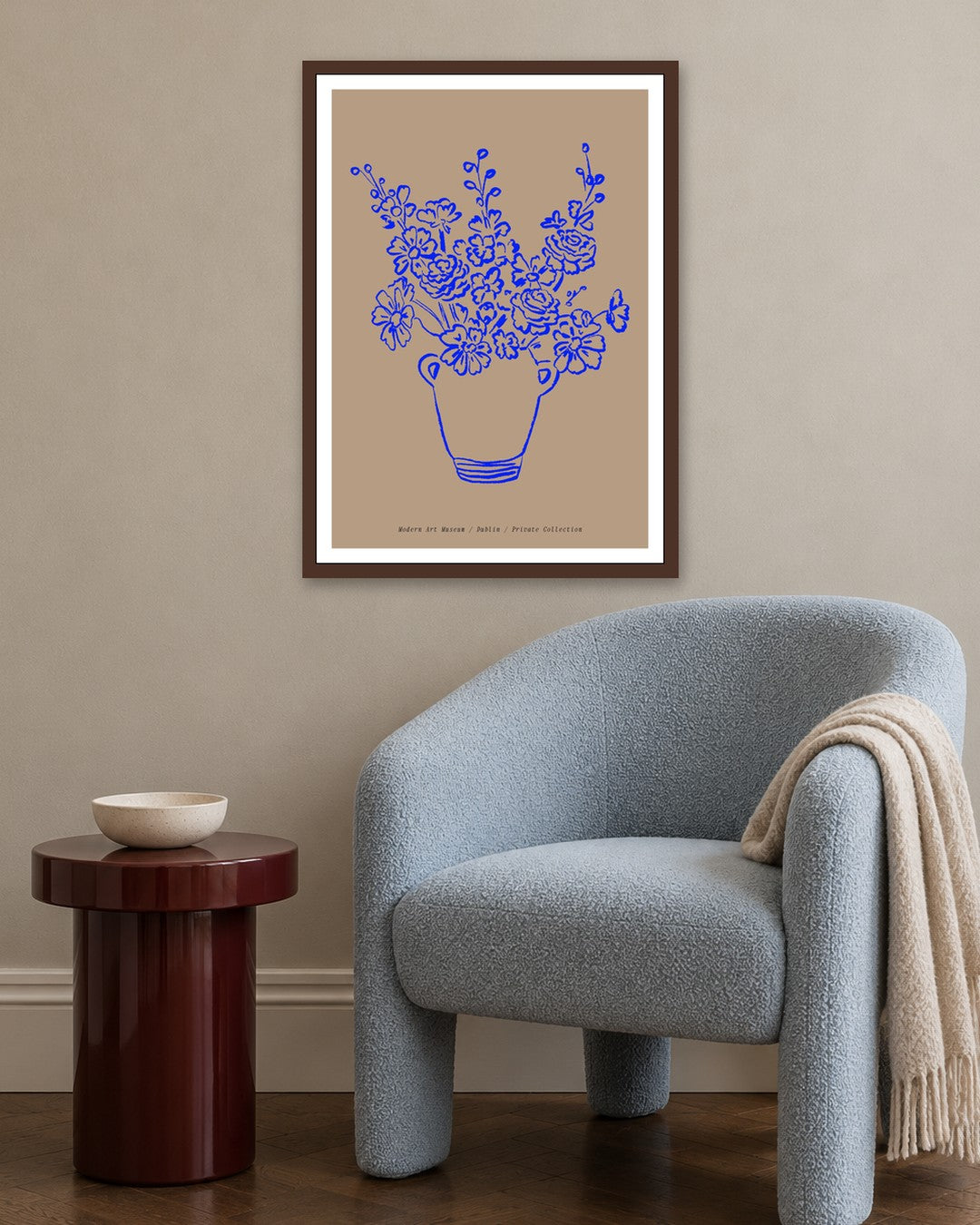 SENT Studio - Blooming Flowers Poster No. 48 - dark oak frame in a room