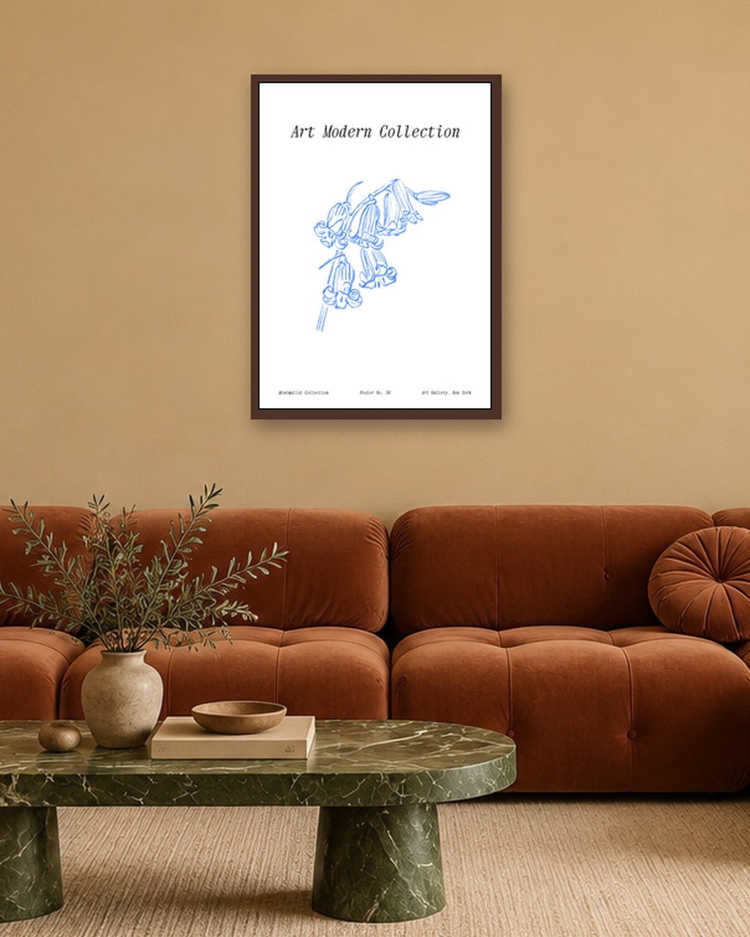 SENT Studio - Blooming Flowers Poster No. 36 - dark oak frame in a room
