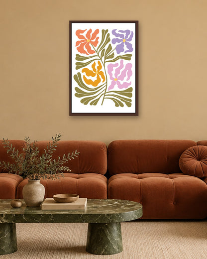 SENT Studio - Blooming Flowers Poster No. 48 - dark oak frame in a room