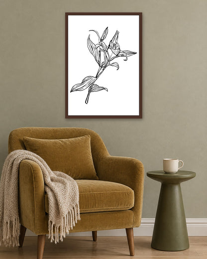 SENT Studio - Blooming Flowers Poster No. 13 - dark oak frame in a room