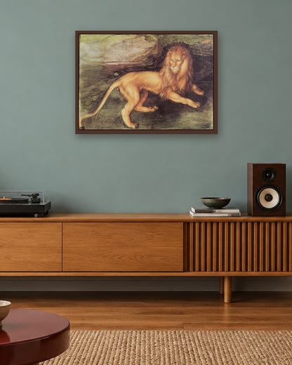 Albrecht Dürer - The Lion - dark oak frame in a room