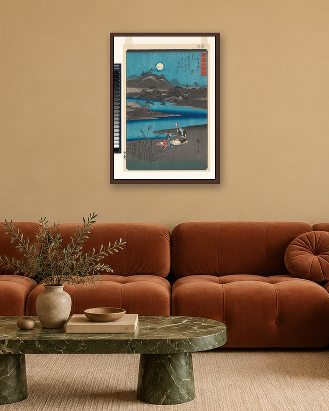 Utagawa Hiroshige - Six Jewel Rivers from Various Provinces - dark oak frame in a room