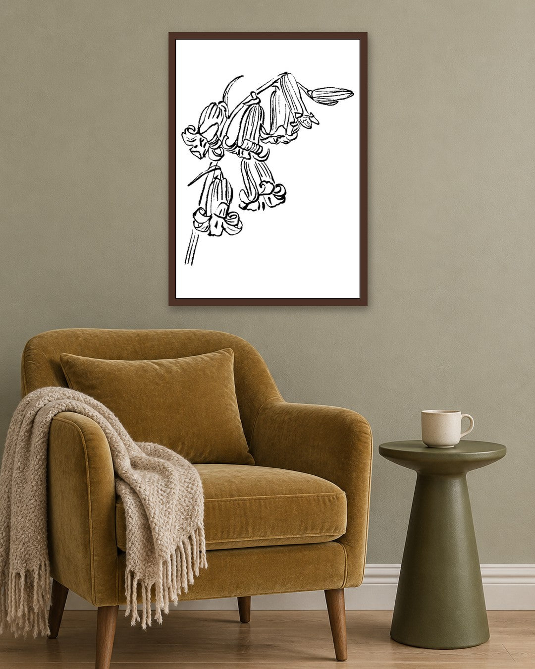 SENT Studio - Blooming Flowers Poster No. 34 - dark oak frame in a room