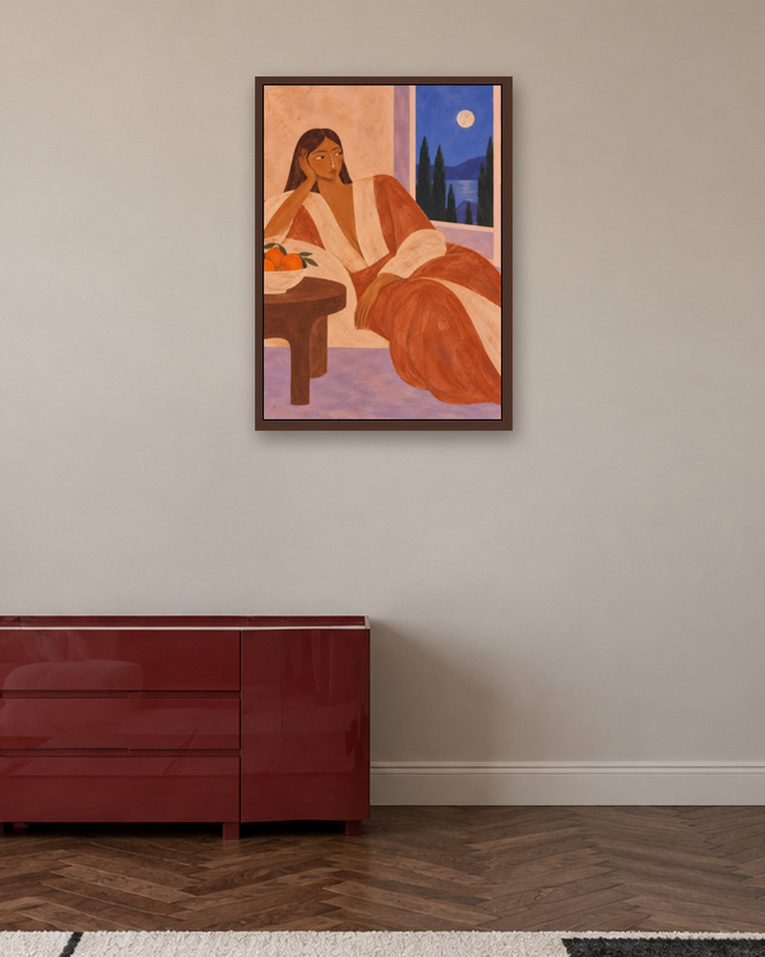 Alice Fray - Moonlit Recline - dark oak frame in a room