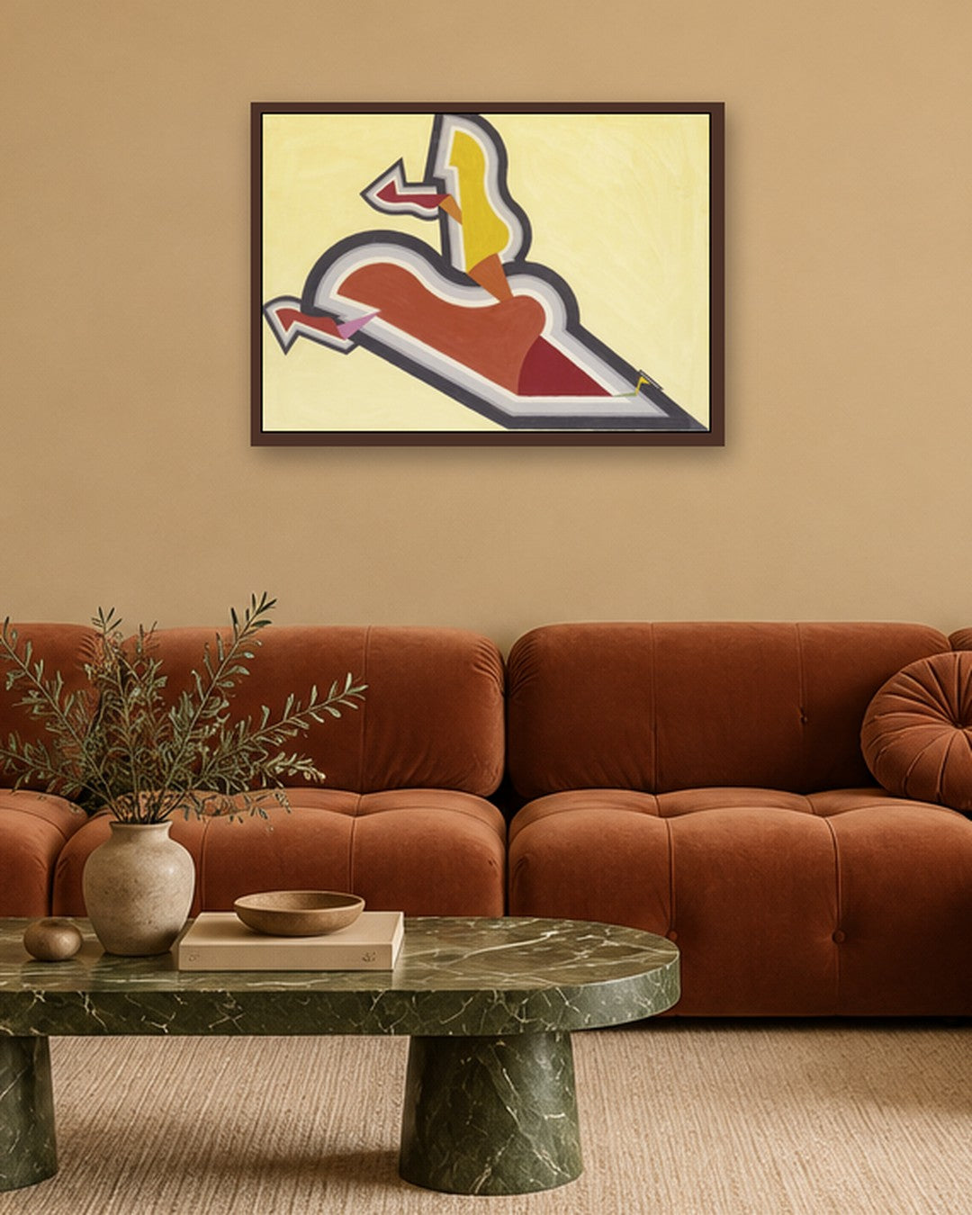 Joseph Schillinger - Study in Rhythm: Red and Gold - dark oak frame in a room