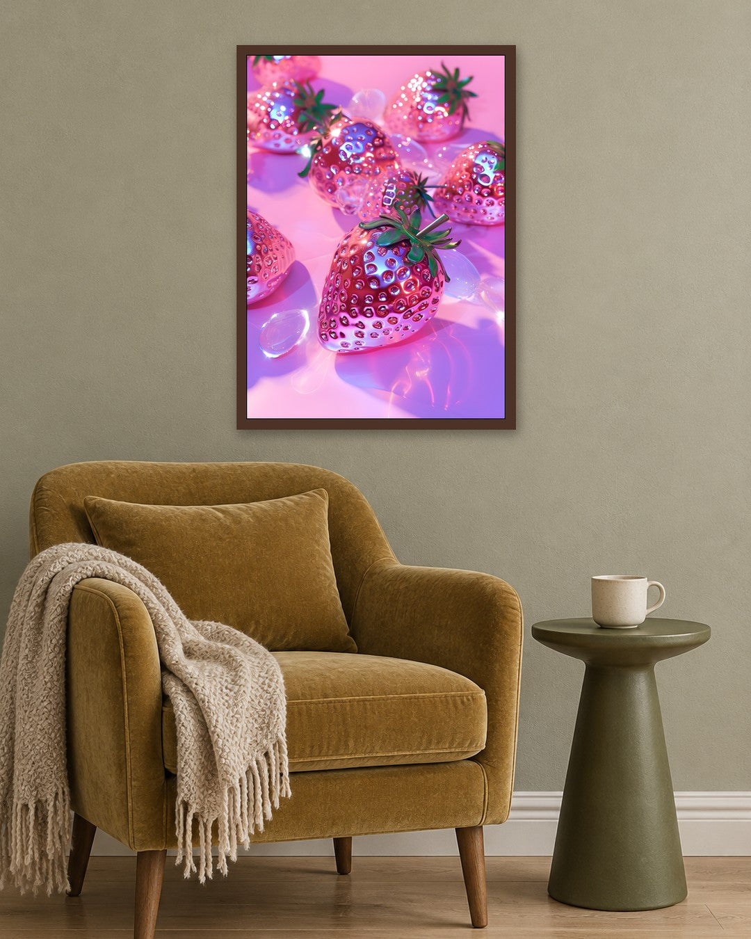 SENT Studio - Strawberries - dark oak frame in a room