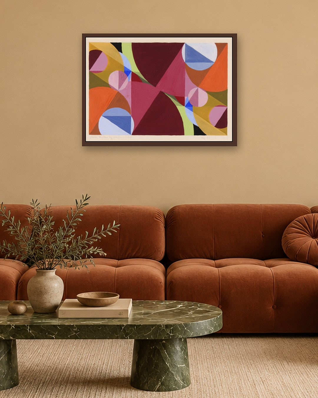 Joseph Schillinger - Area Broken by Perpendiculars - dark oak frame in a room