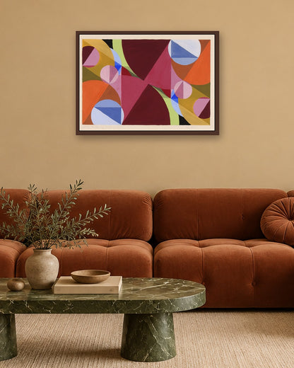Joseph Schillinger - Area Broken by Perpendiculars - dark oak frame in a room