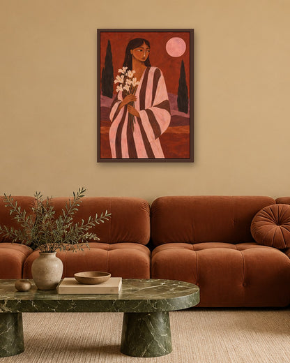 Alice Fray - Moonlit Bouquet - dark oak frame in a room