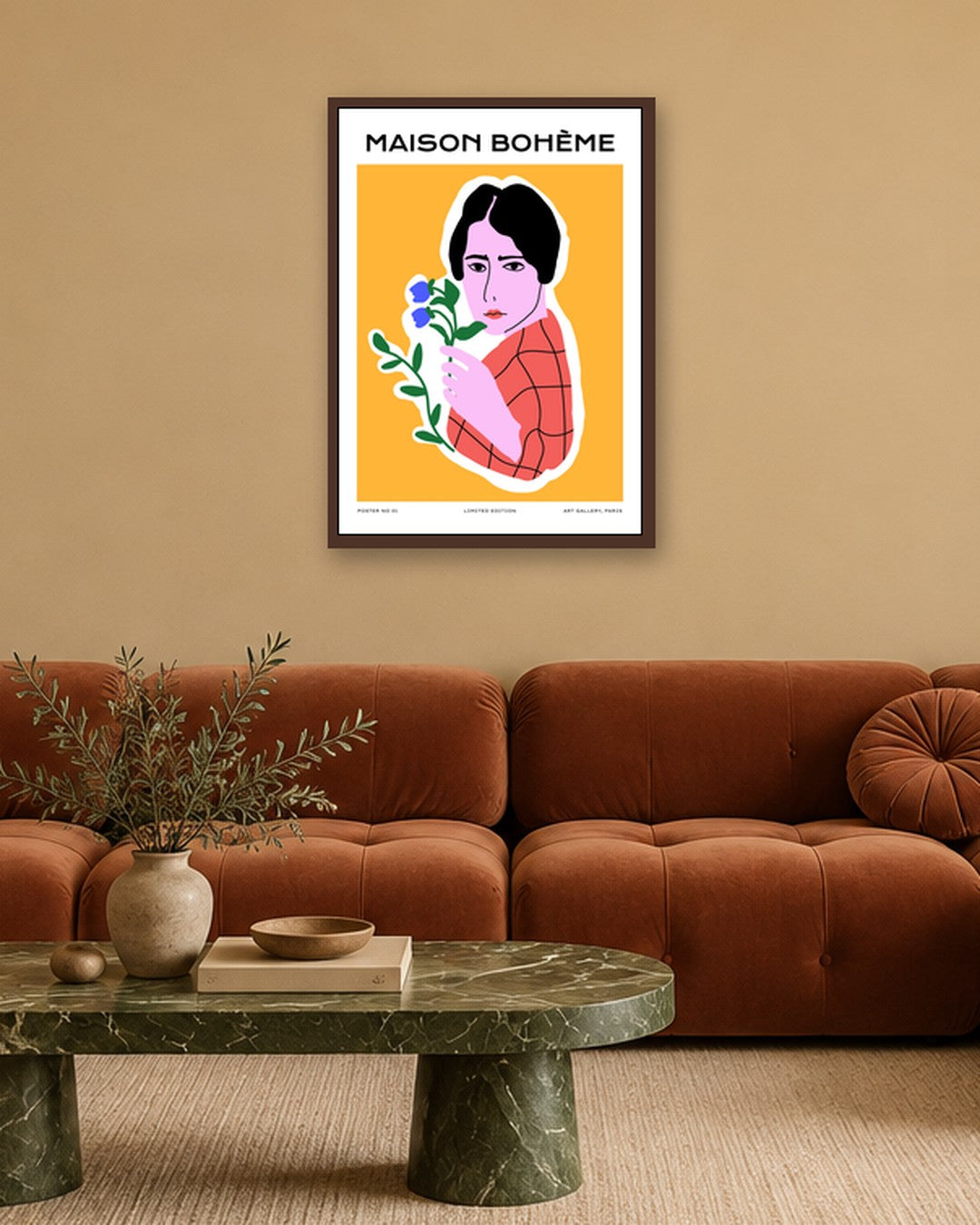 SENT Studio - Aesthetic Poster No. 1 - dark oak frame in a room