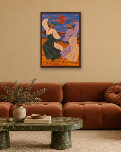 Alice Fray - Dancing Beneath the Red Moon - dark oak frame in a room