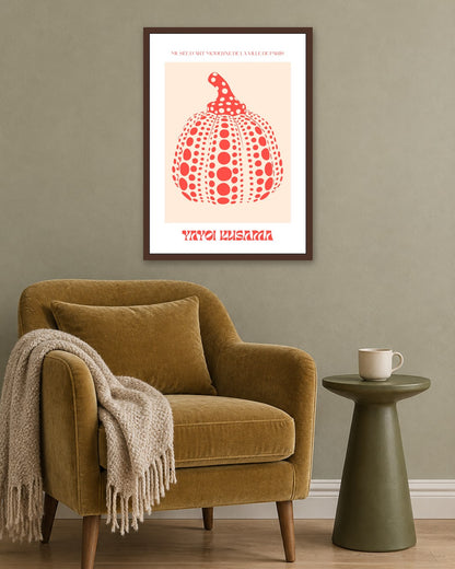 SENT Studio - Red Polka Pumpkin - dark oak frame in a room