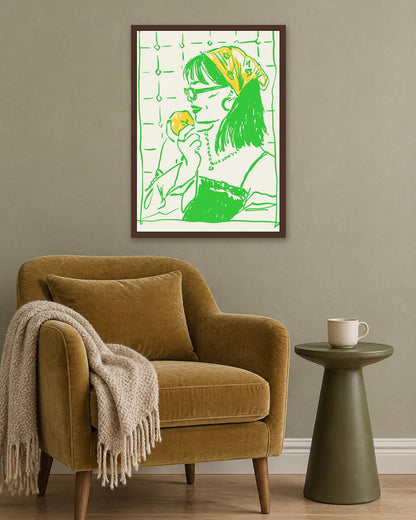 SENT Studio - Cravings Poster No. 58 - dark oak frame in a room