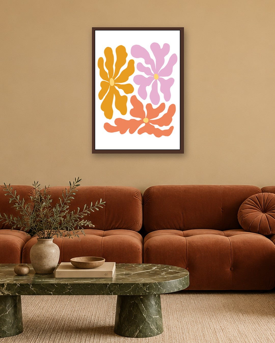 SENT Studio - Blooming Flowers Poster No. 45 - dark oak frame in a room