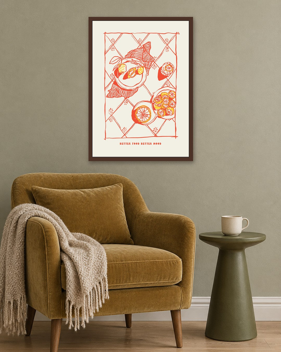 SENT Studio - Cravings Poster No. 44 - dark oak frame in a room