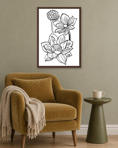 SENT Studio - Blooming Flowers Poster No. 9 - dark oak frame in a room