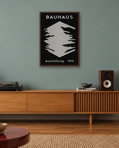 Bauhaus - Poster No. 47 - dark oak frame in a room