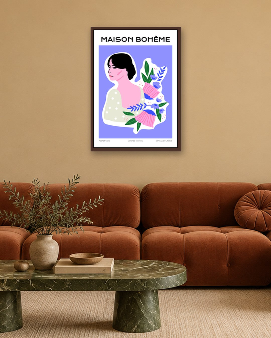 SENT Studio - Aesthetic Poster No. 32 - dark oak frame in a room